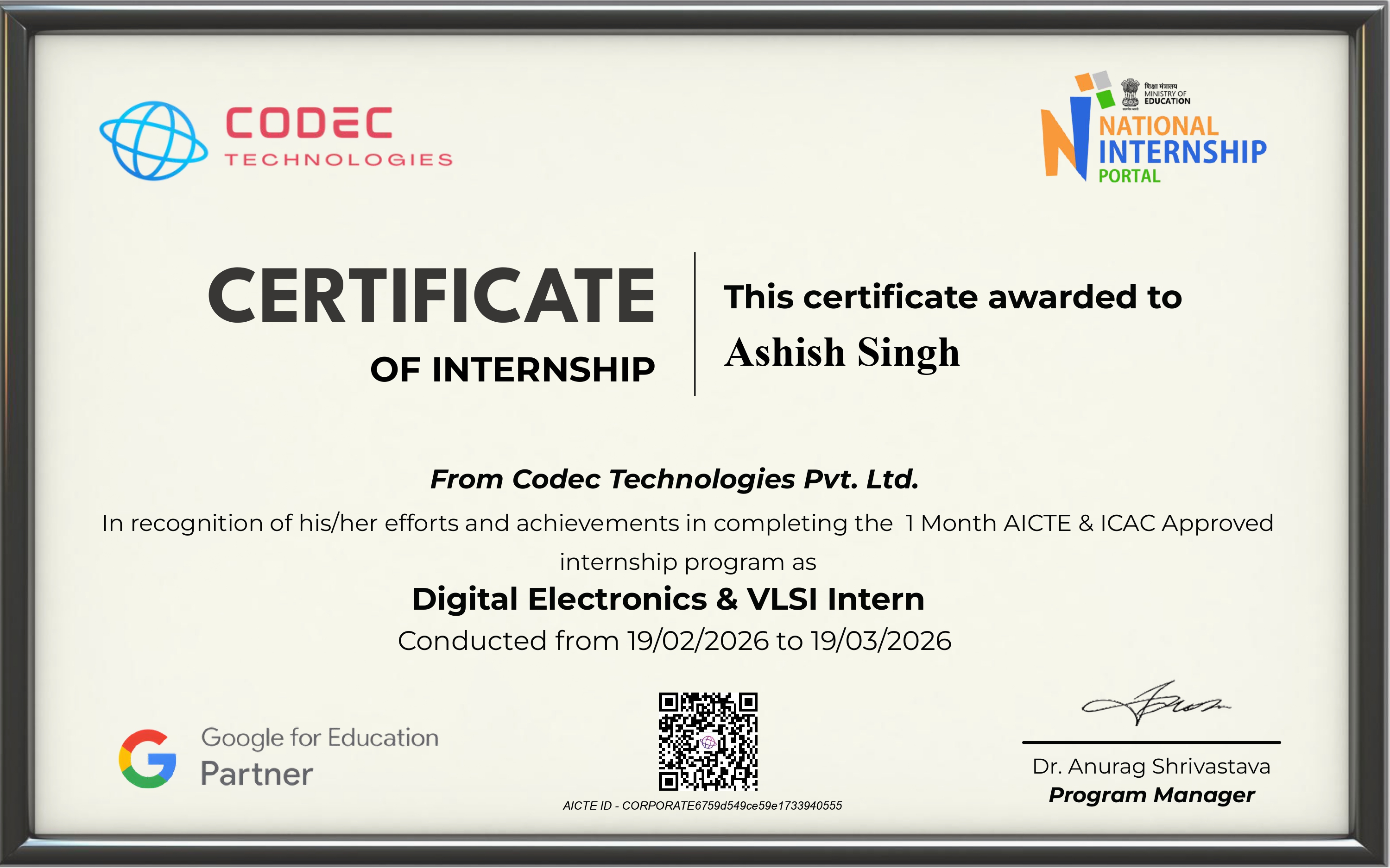 Codec Technologies Internship